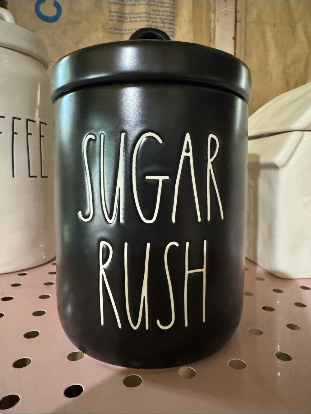 Rae Dunn Black "Sugar Rush" Ceramic Canister